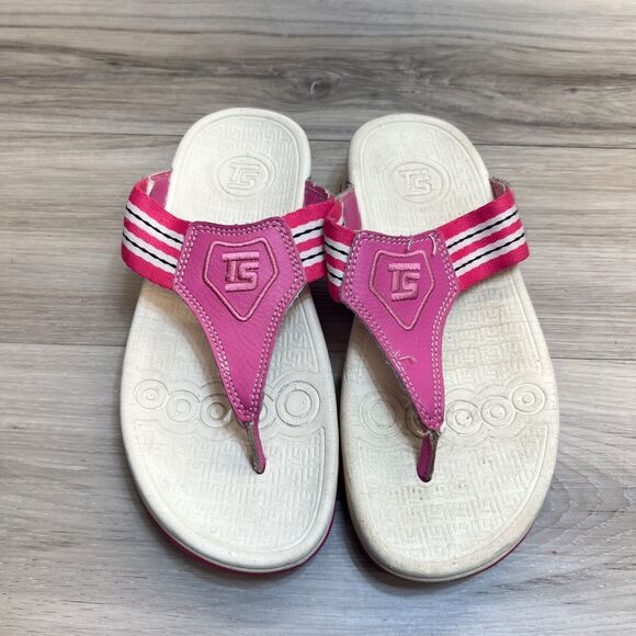 Therashoe Sandals Flip Flop Thong Therapy Molded Insole Pink Leather Size 6 - Picture 6 of 9